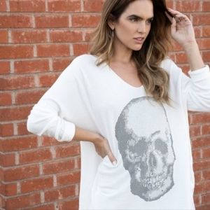 Venti 6 brand Rhinestone Skull Long Sleeve Sweater